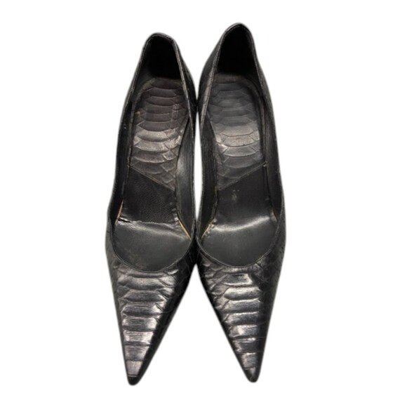 Christian Dior Women’s 36 Black Snakeskin Pointed Toe Stiletto Heels Vintage - Picture 1 of 16